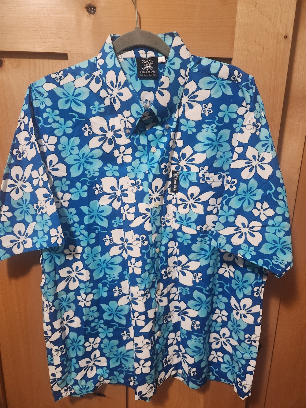 Varua Maohi Blue Floral Hawaiian Button-Up Shirt